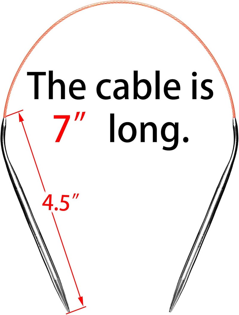 cuteDIY Size 8 Circular Knitting Needles 16 Inch Round Metal (Etched US&mm, Color-Coded Cable, Smooth Join) - Image 3